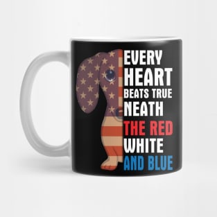 Dachshund Every Heart Beats True Neath The Red White And Blue Happy Independence July 4th Day Dogs Mug